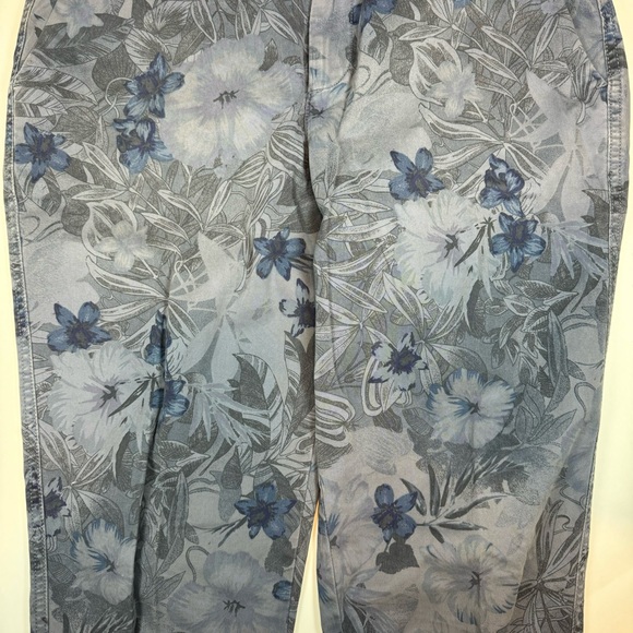 GAP Girlfriend Chino Pants Floral Hibiscus Faded Blue Print Jeans Cotton Size 6 - Picture 5 of 16